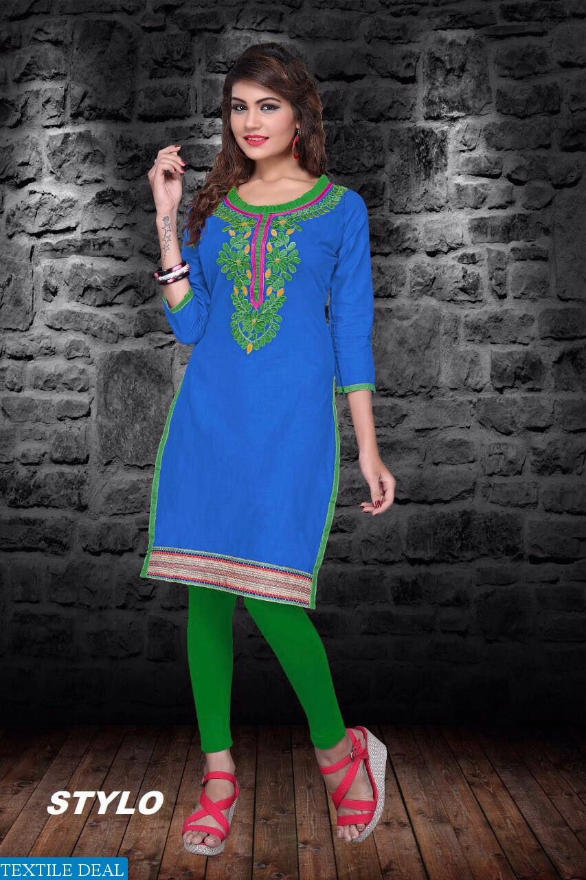 Stylo Cotton With Embroidery long kurtis